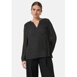 comma - Blouse - Chiffon - Met Plissé Afwerking - V-halslijn - Lange Mouwen