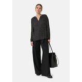 comma - Blouse - Chiffon - Met Plissé Afwerking - V-halslijn - Lange Mouwen