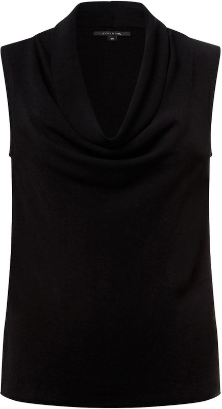 COMMA - Blouseshirt - Zwart - Viscose - Mouwloos, Gevoerde Zoom, Normale Pasvorm