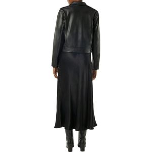 Comma - Imitatie Leren Jas - Zwart - Lange Mouwen - Reverskraag