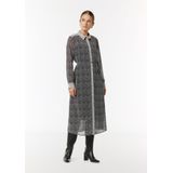 comma - Midi Chiffon Jurk - Met Overhemdkraag - Strikceintuur