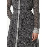 comma - Midi Chiffon Jurk - Met Overhemdkraag - Strikceintuur