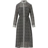 comma - Midi Chiffon Jurk - Met Overhemdkraag - Strikceintuur