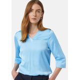 comma - Blousetop - Lichtblauw - V-hals - Lange Mouwen