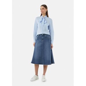 comma - A-lijnrok - Denim - Midi - 5-pocket ontwerp