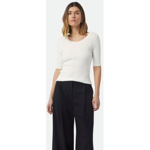Comma Kurzarmshirt Elastischer Slim-Fit-Pullover mit Rippstruktur