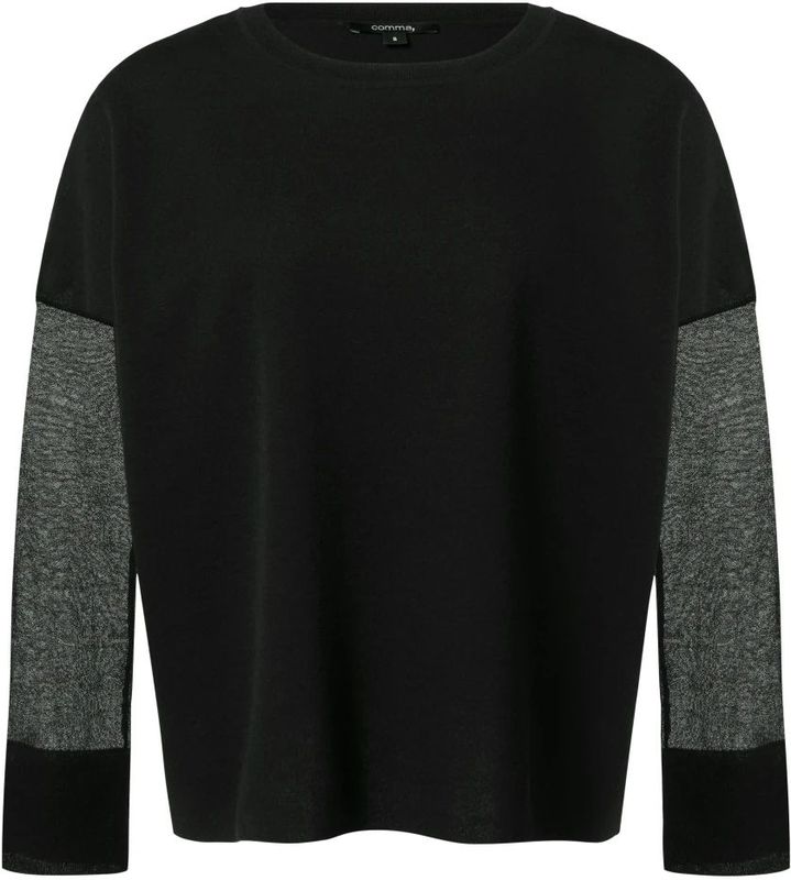 Comma - Trui - Zwart - Fijn Gebreid - Katoenmix