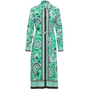 comma - Midi-jurk - Zwart - Met Verborgen Knoopsluiting - Lange Mouwen