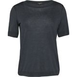 COMMA - Shirt - Navy - Effen - Halve Mouw - Normale Pasvorm