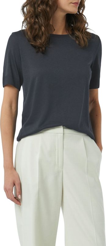 COMMA - Shirt - Navy - Effen - Halve Mouw - Normale Pasvorm