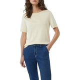 COMMA - Shirt - Beige - Ronde Hals - Halve Mouw - Effen