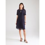 Comma - Midi-jurk - Navy - Gemaakt van Chiffon - Met Plissé-vouwen