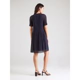 Comma - Midi-jurk - Navy - Gemaakt van Chiffon - Met Plissé-vouwen