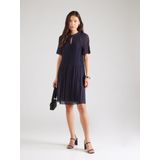 Comma - Midi-jurk - Navy - Gemaakt van Chiffon - Met Plissé-vouwen