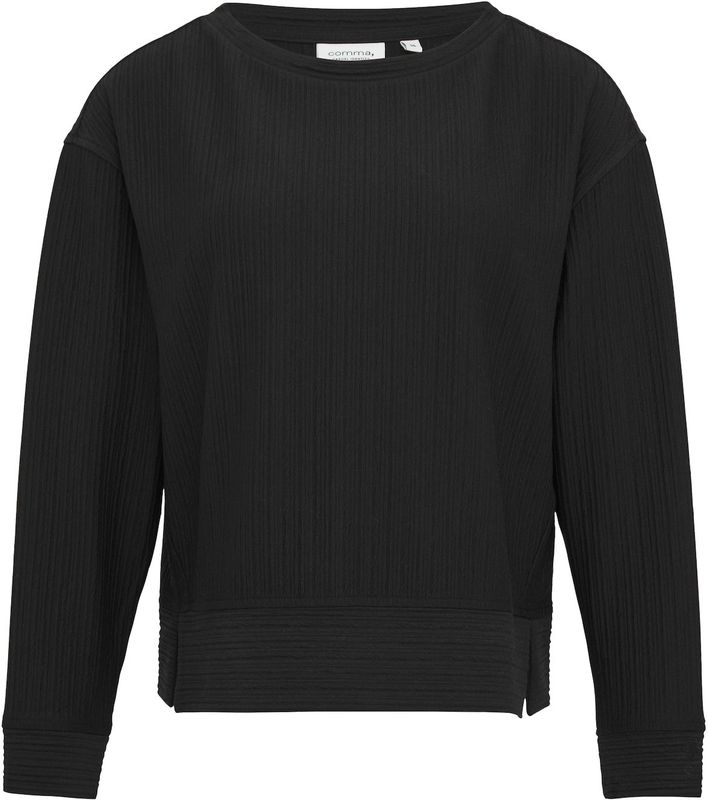 comma casual identity - Sweatshirt - Zwart - Effen - Lange Mouw