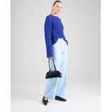 Comma - Pantalon - Canal Blue - Loose Fit - Hoog Taillehoogte - Wijd Pijpbelijning