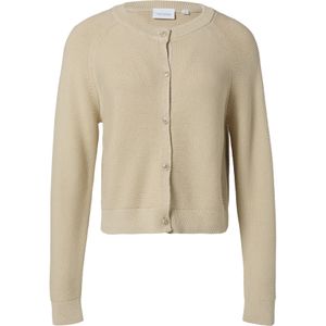 comma casual identity - Gebreid Vest - Lichtbruin - Ronde Hals - Katoen