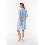 Jurk - Effen - Gevoerde Zoom - Knoopsluiting - Ronde Hals - Knielengte - Uitlopend