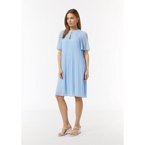 Jurk - Effen - Gevoerde Zoom - Knoopsluiting - Ronde Hals - Knielengte - Uitlopend