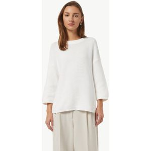 comma casual identity - Gebreide Trui - Wit - Katoen - Ronde Hals, Driekwart Mouwen