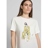 comma - T-shirt - Wit - Ronde Hals - Korte Mouwen - Stretchkatoen