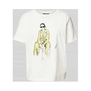 comma - T-shirt - Wit - Ronde Hals - Korte Mouwen - Stretchkatoen