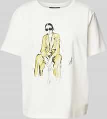 comma - T-shirt - Wit - Ronde Hals - Korte Mouwen - Stretchkatoen