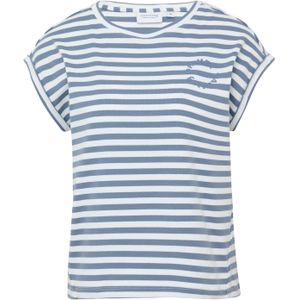 comma casual identity - Top - Lichtblauw - Katoen - Korte Mouwen