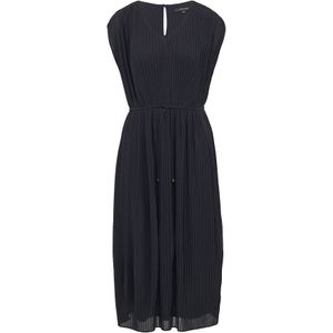 comma - Midi-jurk - Zwart - Geplooid - V-hals - Mouwloos