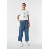 comma - Wide Leg Regular Waist - Paperbag Broek - Dark Blue Denim