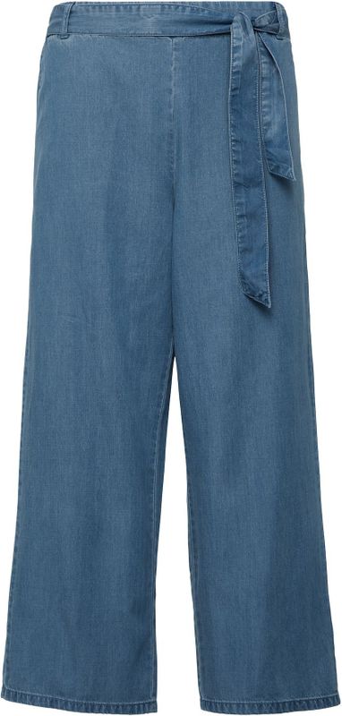 comma - Wide Leg Regular Waist - Paperbag Broek - Dark Blue Denim