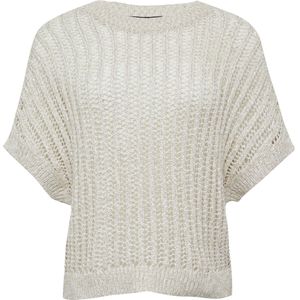 Comma - Loose Fit - Gebreide Trui - Beige - 54% Polyester, 46% Katoen, Pailletten
