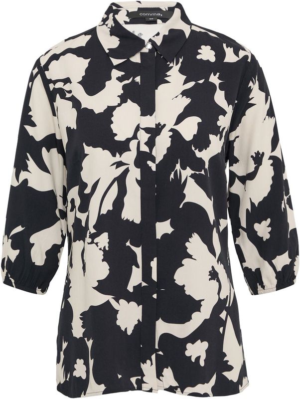 comma - Blouse - Viscose - Met All-overprint - 3/4 Mouwen