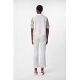 comma - Blouse - Wit - Polyester - Knoopsluiting, Half Lange Mouwen, Semi-Transparant Kant