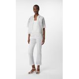 comma - Blouse - Wit - Polyester - Knoopsluiting - Half Lange Mouwen - Semi-Transparant Kant