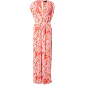 COMMA - Jumpsuit - Watermeloen Rood/Wit - V-hals - Bloemenprint - Maxi Lengte