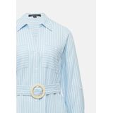 comma - Midi-linnen Jurk - Met Ceintuur - Lange Mouwen - Overhemdkraag