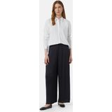 Comma - Damesbroek - Marine - Satijn - Wide Leg Fit
