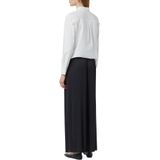 Comma - Damesbroek - Marine - Satijn - Wide Leg Fit