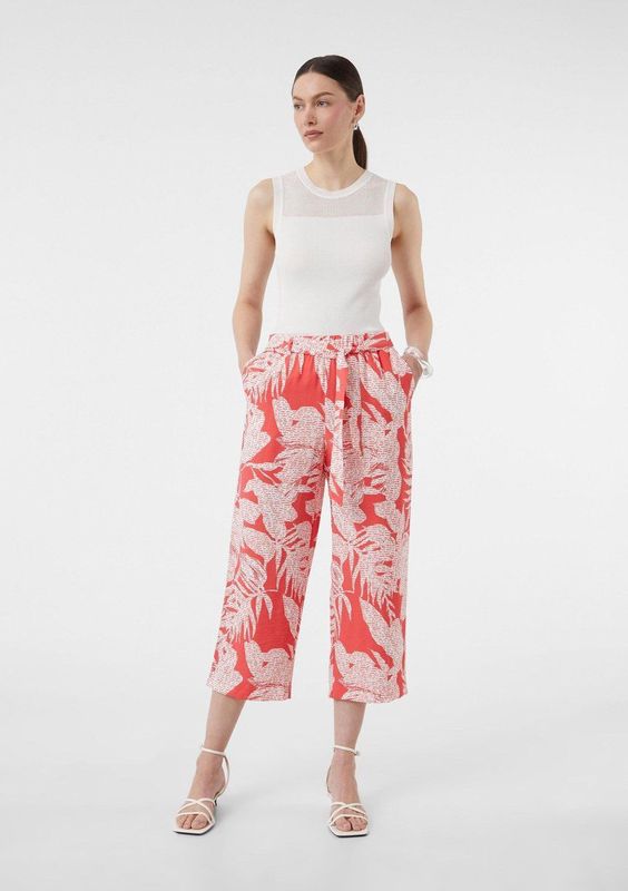 comma - Crop Broek - Luxe Viscosemix - Ontspannen Pasvorm - All-over Print