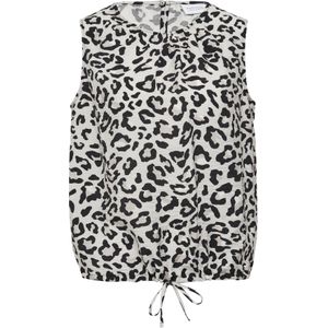 COMMA - Blouse - Greige - Dierenprint - Mouwloos - Normale Pasvorm
