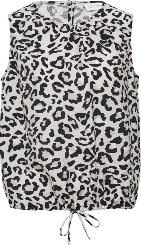 COMMA - Blouse - Greige - Dierenprint - Mouwloos - Normale Pasvorm