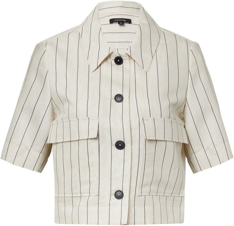comma - Indoor-Jacke - Overhemd - Gestreept - Boxy-fit