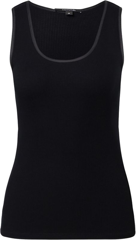 comma - T-Shirt - Mouwloos - Slim-fit - Geribbelde Jersey