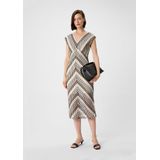 comma - Midi-jurk - Zwart - V-halslijn - Mouwloos - Zigzagpatroon