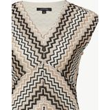 comma - Midi-jurk - Zwart - V-halslijn - Mouwloos - Zigzagpatroon