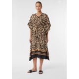 Grijs/Black - Poncho - Zonder Capuchon - V-hals - Halve Mouwen