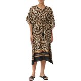 Grijs/Black - Poncho - Zonder Capuchon - V-hals - Halve Mouwen