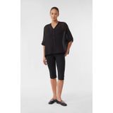 comma - Blouse - Zwart - V-hals met Knoopsluiting