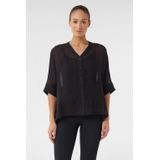 comma - Blouse - Zwart - V-hals met Knoopsluiting